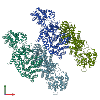 PDB entry 3s9v coloured by chain, front view.