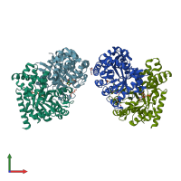 PDB entry 3s9y coloured by chain, front view.