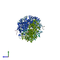 PDB entry 3s9y coloured by chain, side view.