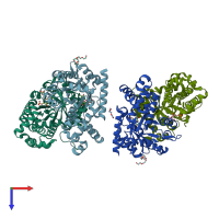 PDB entry 3s9y coloured by chain, top view.