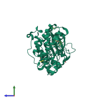 PDB entry 3sa0 coloured by chain, side view.