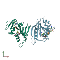 PDB entry 3sa1 coloured by chain, front view.
