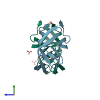 PDB entry 3sa4 coloured by chain, side view.