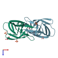 PDB entry 3sa8 coloured by chain, top view.