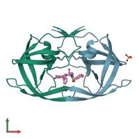 PDB entry 3sab coloured by chain, front view.