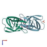 PDB entry 3sab coloured by chain, top view.