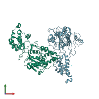 PDB entry 3sag coloured by chain, front view.