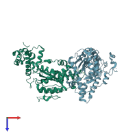 PDB entry 3sah coloured by chain, top view.