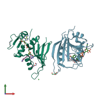 PDB entry 3sai coloured by chain, front view.