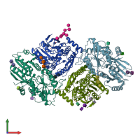 PDB entry 3saj coloured by chain, front view.