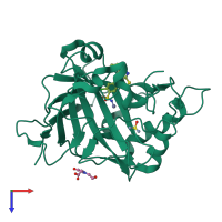 PDB entry 3sax coloured by chain, top view.