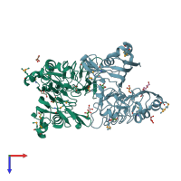 PDB entry 3sb4 coloured by chain, top view.
