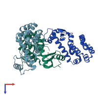 PDB entry 3sb8 coloured by chain, top view.