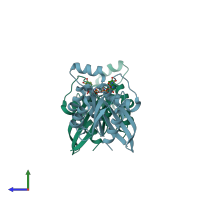 PDB entry 3sbd coloured by chain, side view.