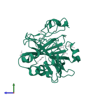 Carbonic anhydrase 2 in PDB entry 3sbh, assembly 1, side view.