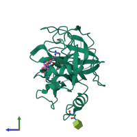 PDB entry 3sbk coloured by chain, side view.