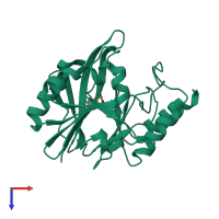PDB entry 3sbl coloured by chain, top view.