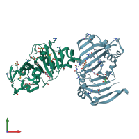 PDB entry 3sbu coloured by chain, front view.