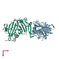 PDB entry 3sbu coloured by chain, top view.