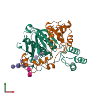 PDB entry 3sc2 coloured by chain, front view.