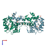 PDB entry 3sc3 coloured by chain, top view.