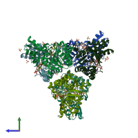 PDB entry 3sc6 coloured by chain, side view.