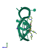 PDB entry 3sc8 coloured by chain, side view.