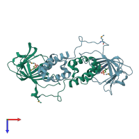 PDB entry 3sch coloured by chain, top view.