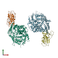 PDB entry 3sci coloured by chain, front view.