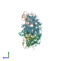PDB entry 3sci coloured by chain, side view.