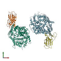 PDB entry 3scj coloured by chain, front view.