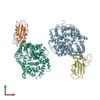 PDB entry 3scl coloured by chain, front view.
