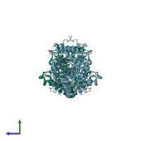 PDB entry 3scn coloured by chain, side view.