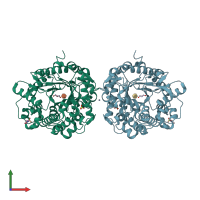 PDB entry 3sco coloured by chain, front view.