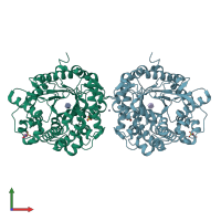 PDB entry 3scq coloured by chain, front view.