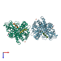 PDB entry 3sct coloured by chain, top view.