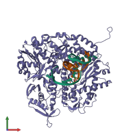 PDB entry 3scx coloured by chain, front view.
