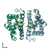 PDB entry 3sdh coloured by chain, front view.