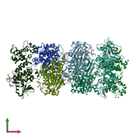 PDB entry 3sdm coloured by chain, front view.