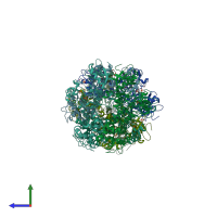 PDB entry 3sdm coloured by chain, side view.