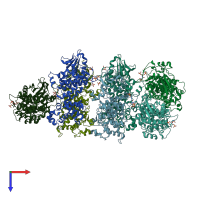 PDB entry 3sdm coloured by chain, top view.