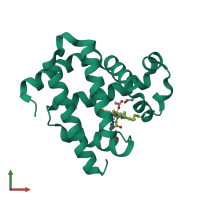 PDB entry 3sdn coloured by chain, front view.