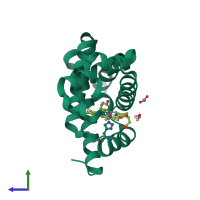 PDB entry 3sdn coloured by chain, side view.
