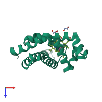 PDB entry 3sdn coloured by chain, top view.