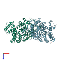 PDB entry 3sdo coloured by chain, top view.