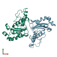 PDB entry 3sdp coloured by chain, front view.