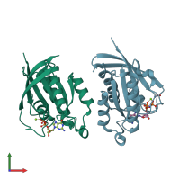 PDB entry 3sea coloured by chain, front view.