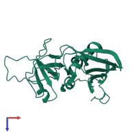 PDB entry 3seb coloured by chain, top view.