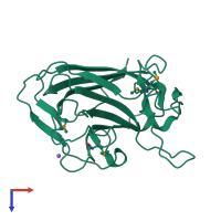 PDB entry 3see coloured by chain, top view.