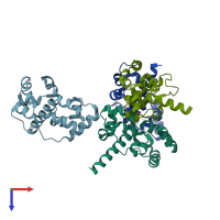 PDB entry 3sen coloured by chain, top view.